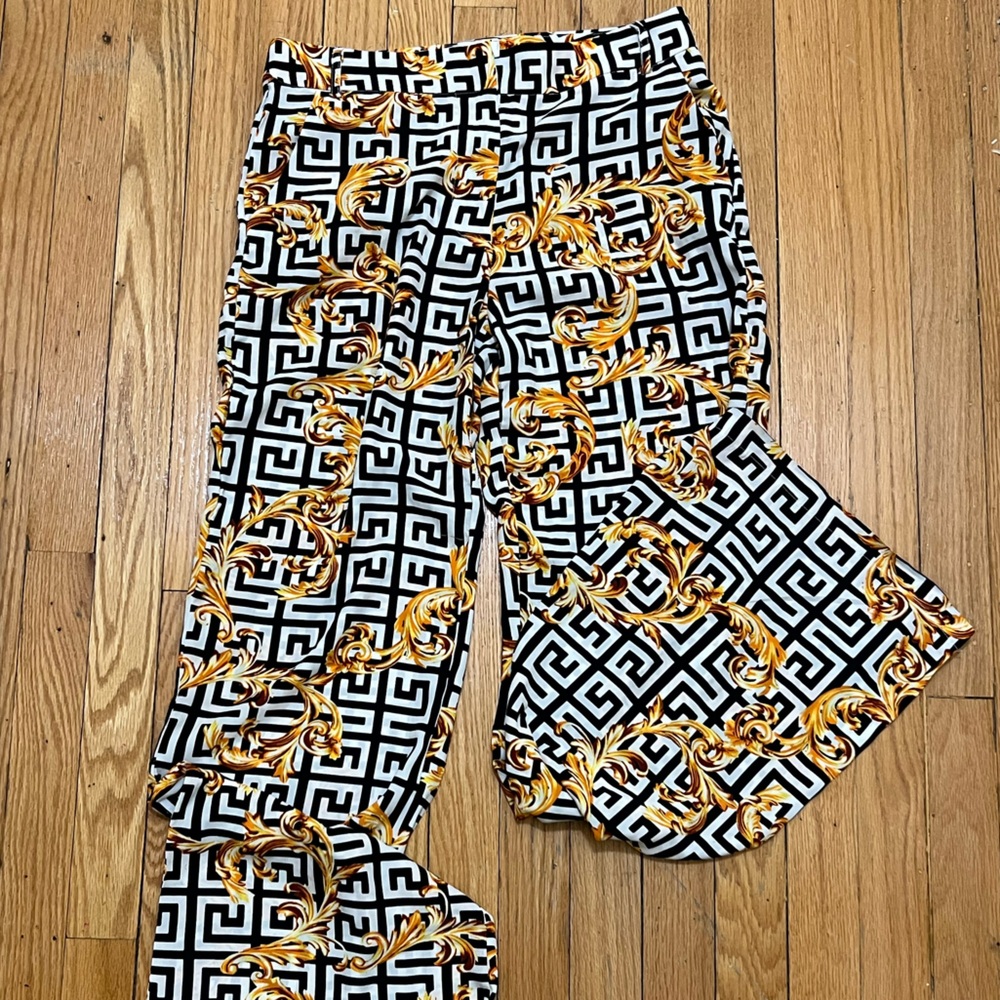 Ovi Black and Gold Patterned Pants